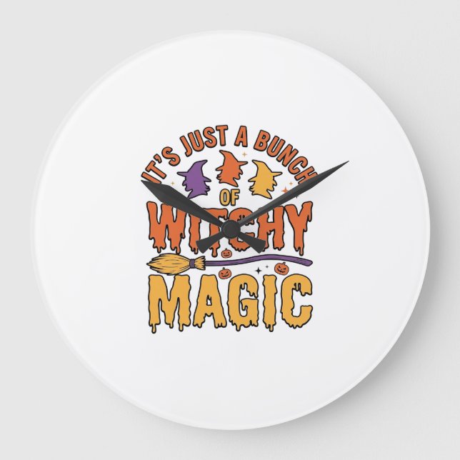 Witchy Magic Halloween Typography Design_1 Large Clock (Front)