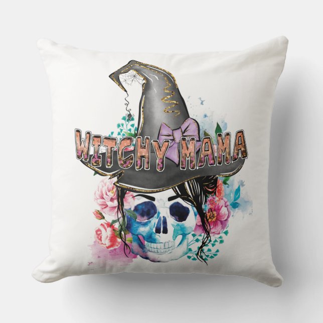 Witchy Mama, Halloween Witch Magic Witchy Throw Pillow (Front)