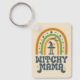 Witchy Mama Mom Mother Rainbow Groovy Halloween  Keychain