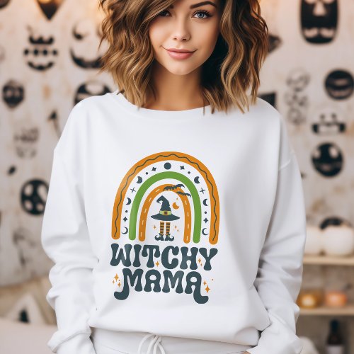 Witchy Mama Mom Mother Rainbow Groovy Halloween  Sweatshirt