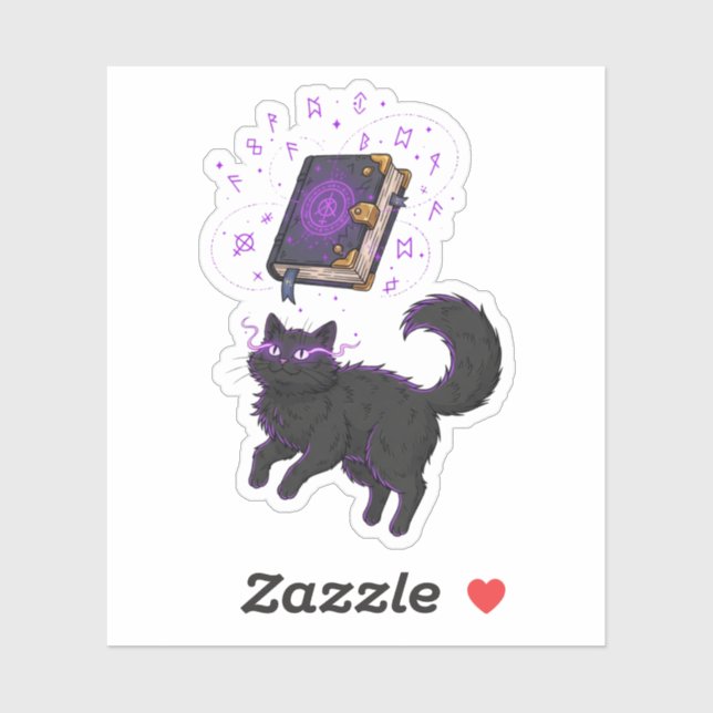 Witchy Meowgic – Levitating Cat Sticker (Sheet)