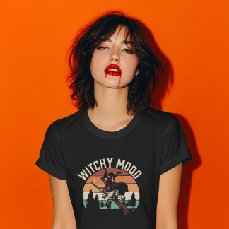 Witchy Mood | Vintage Halloween Witch & Black Cat T-Shirt