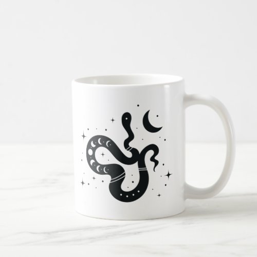 Witchy Moon And Stars Snake Design Coffee Mug