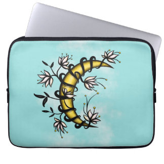 Witchy moon boho floral wicca laptop sleeve