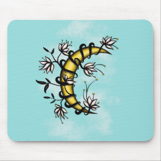 Witchy Moon Floral Boho Art Mouse Pad