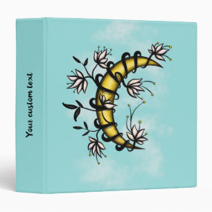 Witchy Moon Magic Custom Text  3 Ring Binder