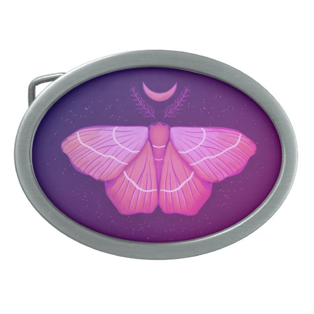 Witchy Moth Butterfly Purple Magical Insect Belt Buckle (Front)