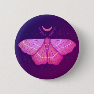 Witchy Moth Butterfly Purple Magical Insect Button