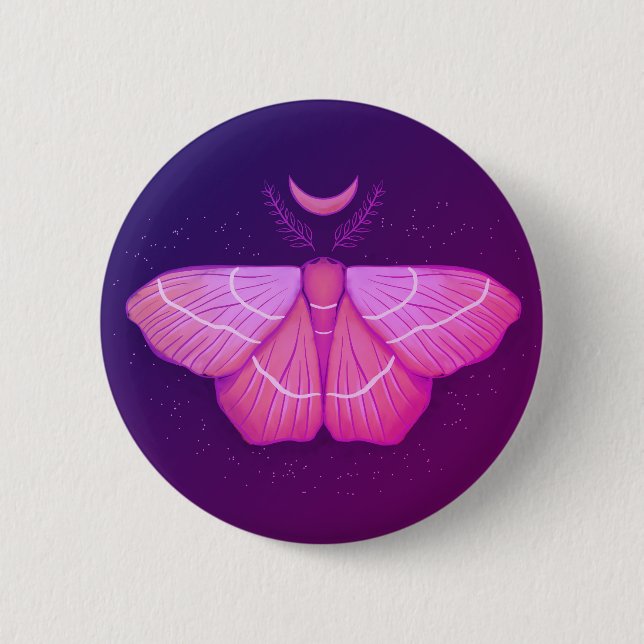 Witchy Moth Butterfly Purple Magical Insect Button (Front)