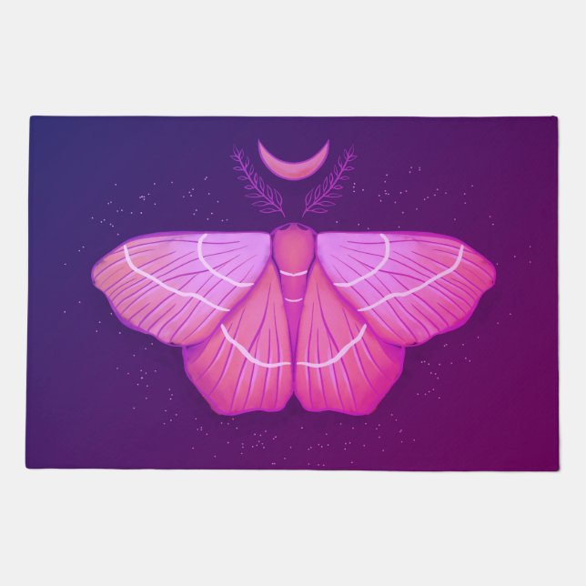 Witchy Moth Butterfly Purple Magical Insect Doormat (Front)
