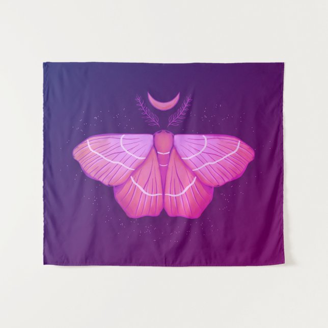 Witchy Moth Butterfly Purple Magical Insect Tapestry (Front (Horizontal))