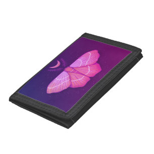 Witchy Moth Butterfly Purple Magical Insect Trifold Wallet