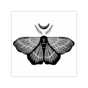 Witchy Moth Moon Magical Insect Cottagecore Self-inking Stamp
