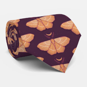 Witchy Moth Moon Purple Magical Insect Cottagecore Neck Tie