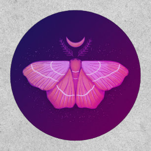 Witchy Moth Moon Purple Magical Insect Cottagecore Patch