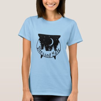 Witchy Night Forest Cauldron Yule Winter Solstice T-shirt by Cosmic_Crow_Designs at Zazzle