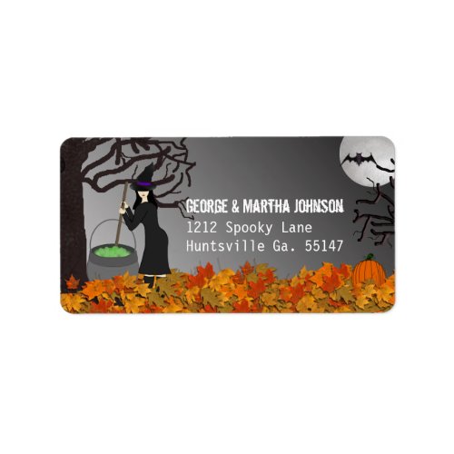 Witchy Night Halloween Address Stickers