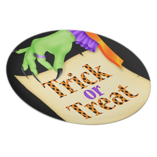 Witchy Note Halloween Melamine Plate (Right Side)