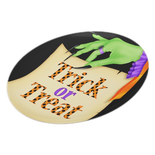 Witchy Note Halloween Melamine Plate (Left Side)