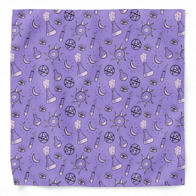 Witchy Occult Symbols Pattern - Mystical Magical Bandana (Front)