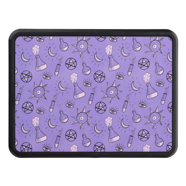 Witchy Occult Symbols Pattern - Mystical Magical Hitch Cover (Front)