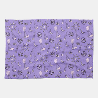 Witchy Occult Symbols Pattern - Mystical Magical Kitchen Towel