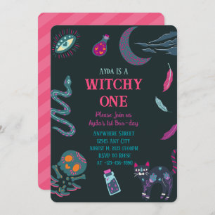 Witchy One 1st birthday halloween Invitation