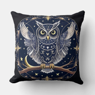 Witchy Owl Celestial Mystic Home Decor Throw Pillow
