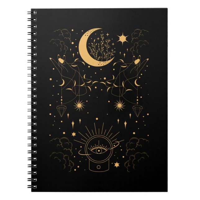 Witchy Pastel Goth Crescent Notebook (Front)