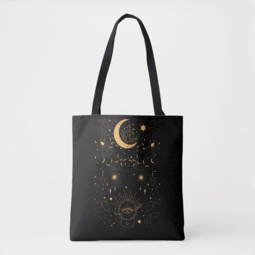 Witchy Pastel Goth Crescent Tote Bag