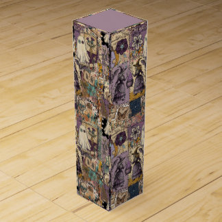 Witchy Patchwork in Purple and Blues Unique Gifts Wine Box