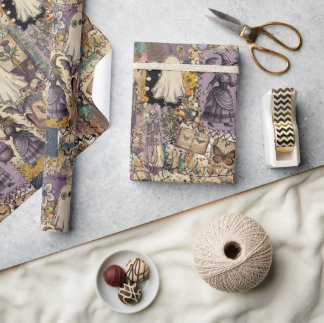 Witchy Patchwork in Purple and Blues Unique Gifts Wrapping Paper