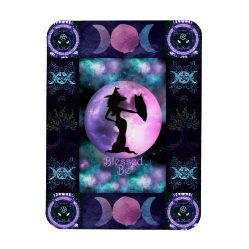 Witchy Purple Book of shadows Witch Owl Moon Magnet