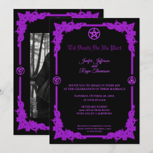 Witchy purple Glow Gothic wedding Invitation