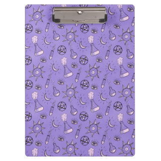 Witchy Purple Potion, Moon, Sun and Eye Pattern Clipboard