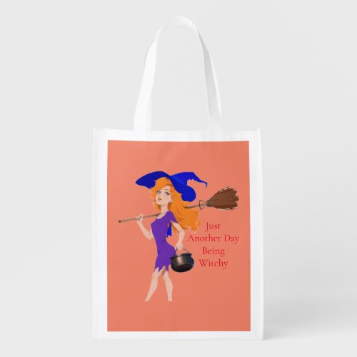 Witchy Redhead Thunder_Cove  Grocery Bag