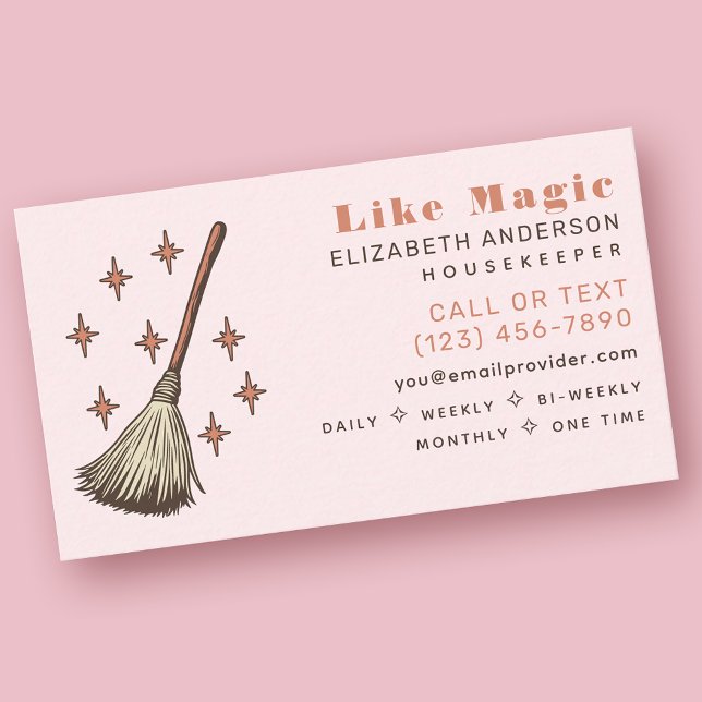 Witchy Retro Professional Cleaning House Keeping Business Card (Creator Uploaded)