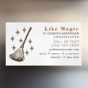 Witchy Retro Professional Cleaning House Keeping Business Card Magnet