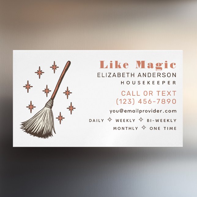 Witchy Retro Professional Cleaning House Keeping Business Card Magnet (Creator Uploaded)