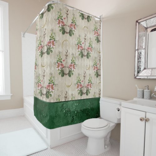 Witchy Romance  Apothecary Decanter Floral Shower Curtain