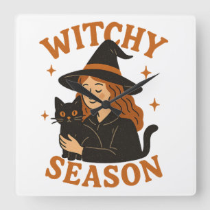 Witchy season square wall clock