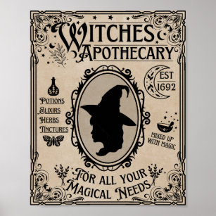 Halloween Apothecary Sign, Vintage Halloween, Potions & Elixirs Print,  Halloween Wall Art, Gothic Decor, Witchy Vibes 