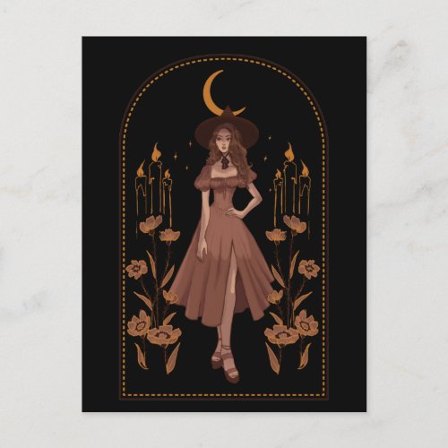 Witchy Spell Black Postcard
