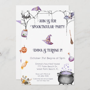 Witchy Spooktacular Halloween Birthday invitation