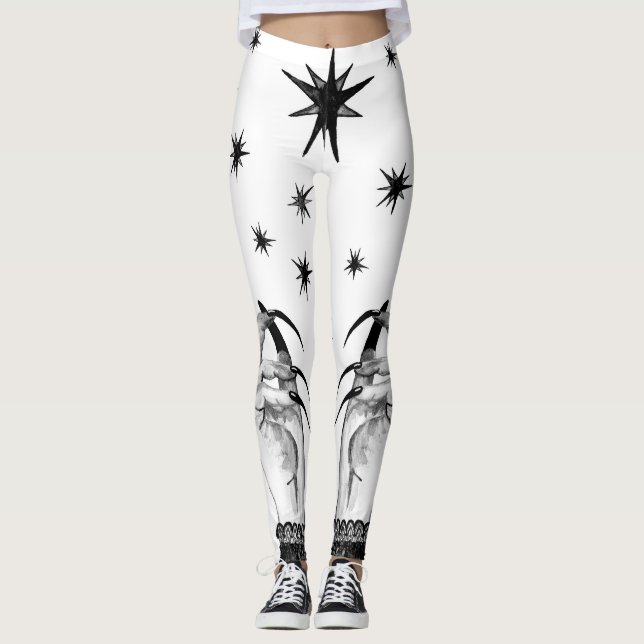 Witchy Stars: Halloween Night Background Leggings (Front)