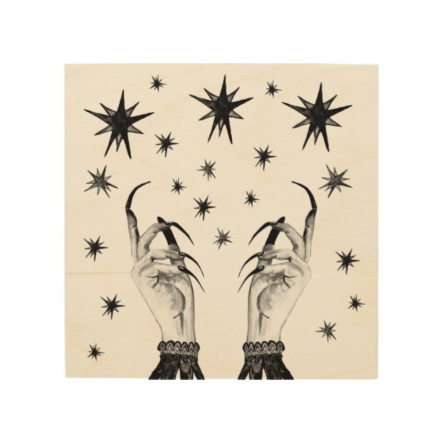 Witchy Stars: Halloween Night Background Wood Wall Art (Front)