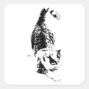 Witchy Tabby in Motion Square Sticker