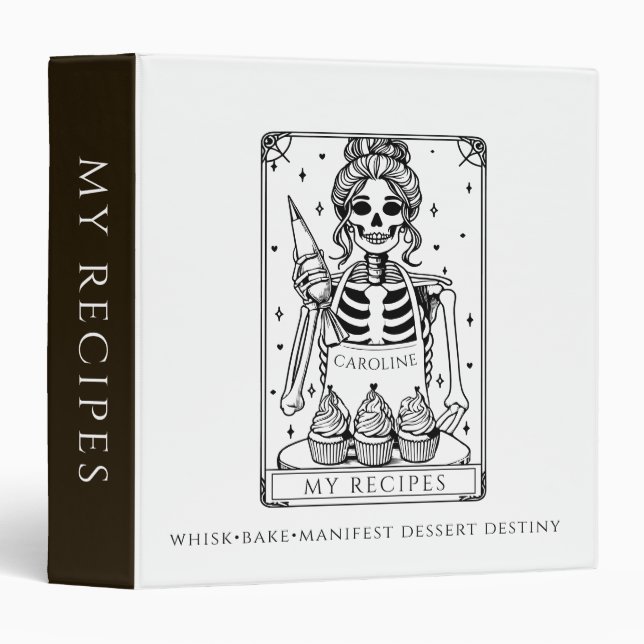 Witchy Tarot Skeleton Funny Recipe Binder (Front/Spine)