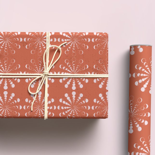 Witchy Terra Cotta Boho Moon Phase Pattern  Wrapping Paper Sheets (Creator Uploaded)