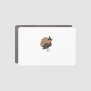 Witchy turkey with hat and sparkling stars illustr car magnet
